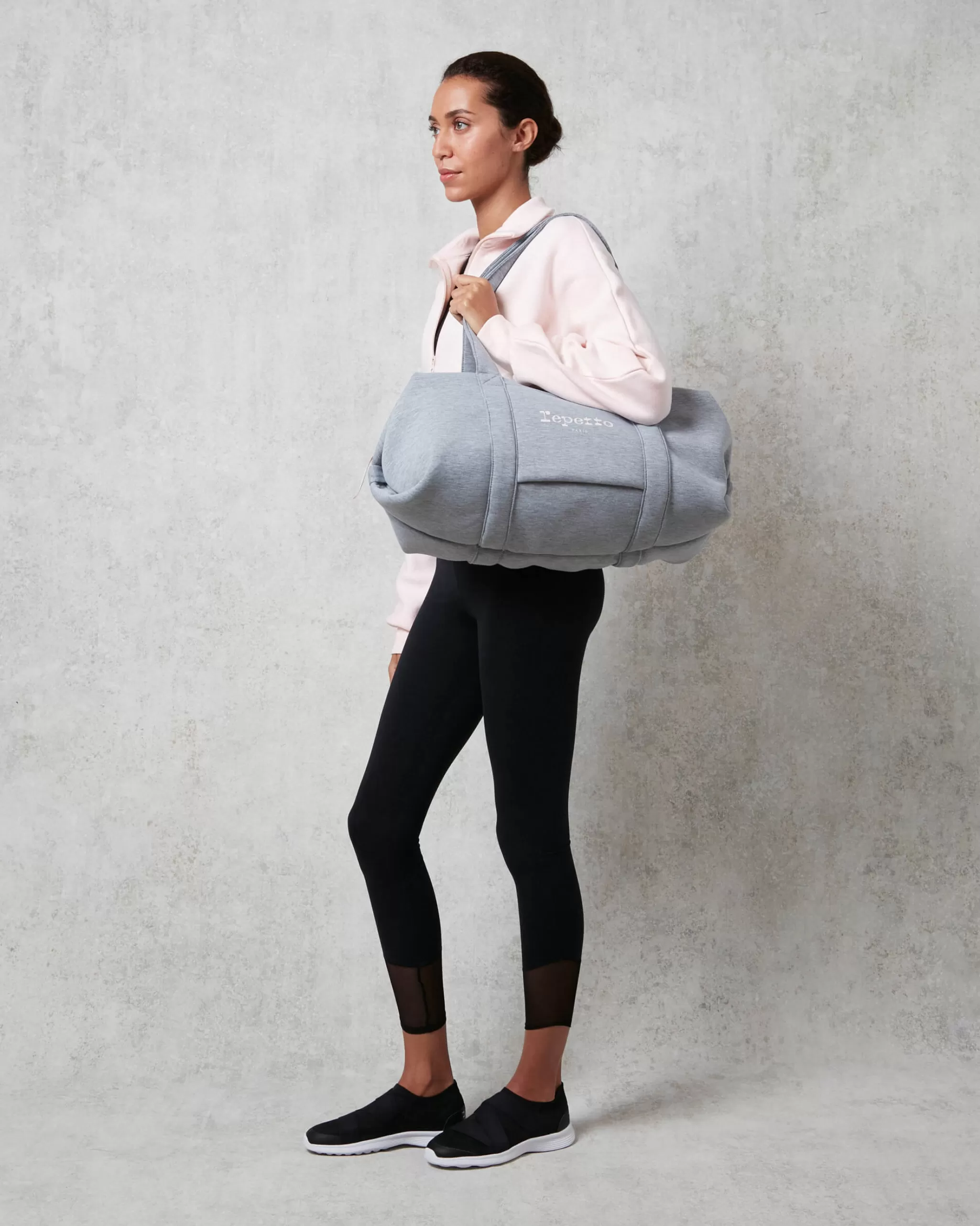 Store Repetto Sac Polochon En Jersey Taille L Gris chiné clair